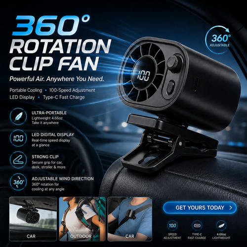up Clip-On Portable Cooling Fan-Hands-Free Cooling Wherever Summer Takes You