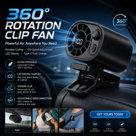 Clip-On Portable Cooling Fan-Hands-Free Cooling Wherever Summer Takes You