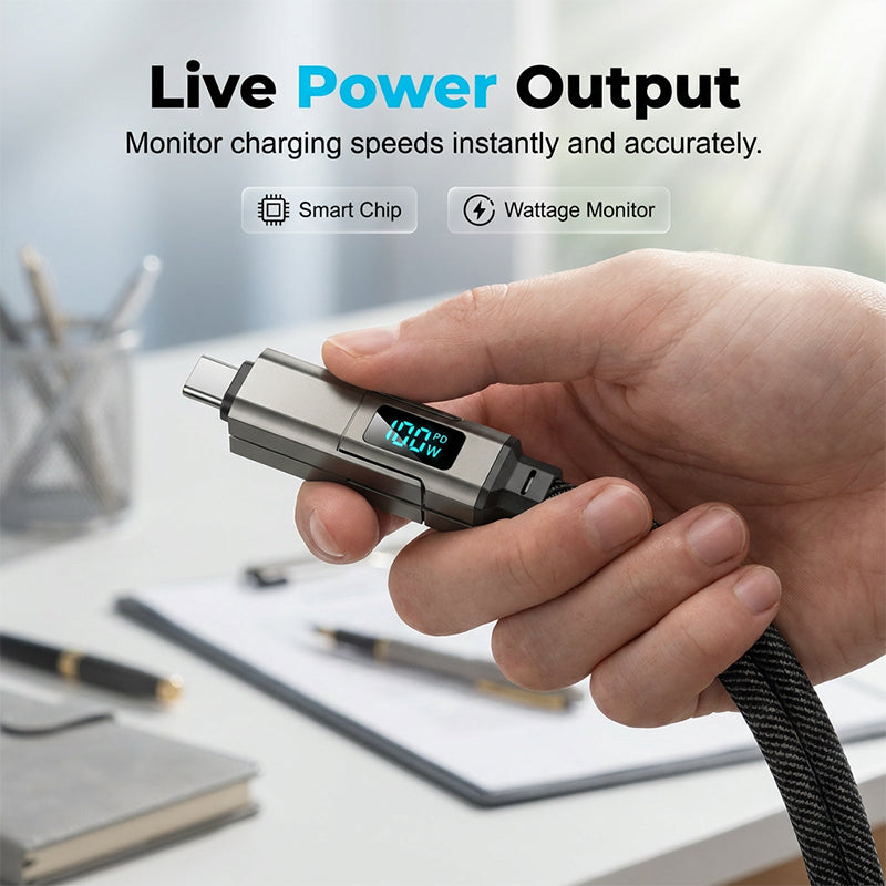 up🔥4-in-1 Digital Display Keychain Charging Cable