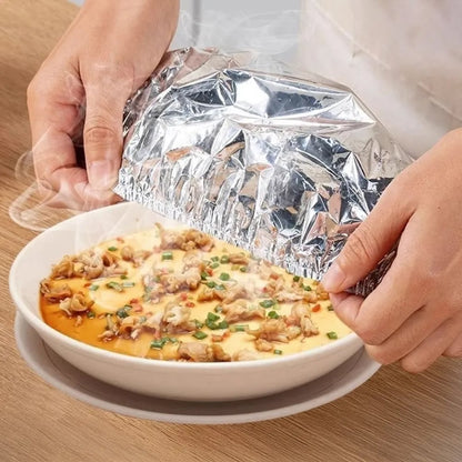 Reusable Aluminum Foil Food Covers – Stretchable Heat-Retaining Bowl & Plate Covers