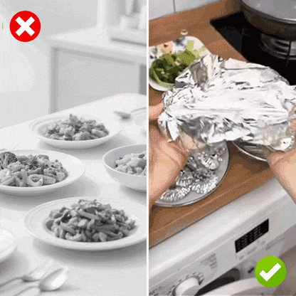 Reusable Aluminum Foil Food Covers – Stretchable Heat-Retaining Bowl & Plate Covers
