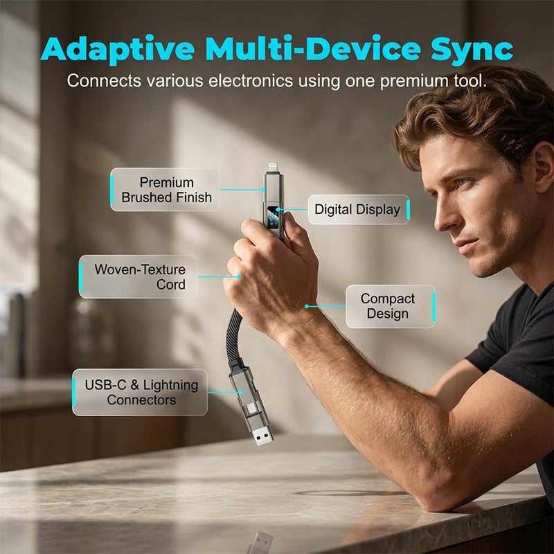 up🔥4-in-1 Digital Display Keychain Charging Cable