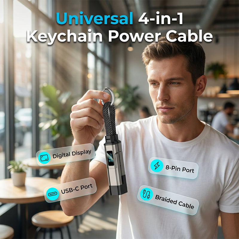 up🔥4-in-1 Digital Display Keychain Charging Cable