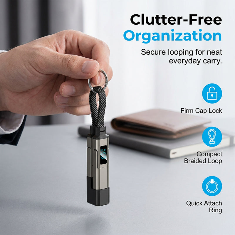 up🔥4-in-1 Digital Display Keychain Charging Cable
