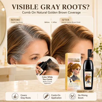 ✨ Skip the Salon. Cover Grays in 10 Minutes. Ammonia-Free Hair Color Comb for Easy Root Touch-Ups