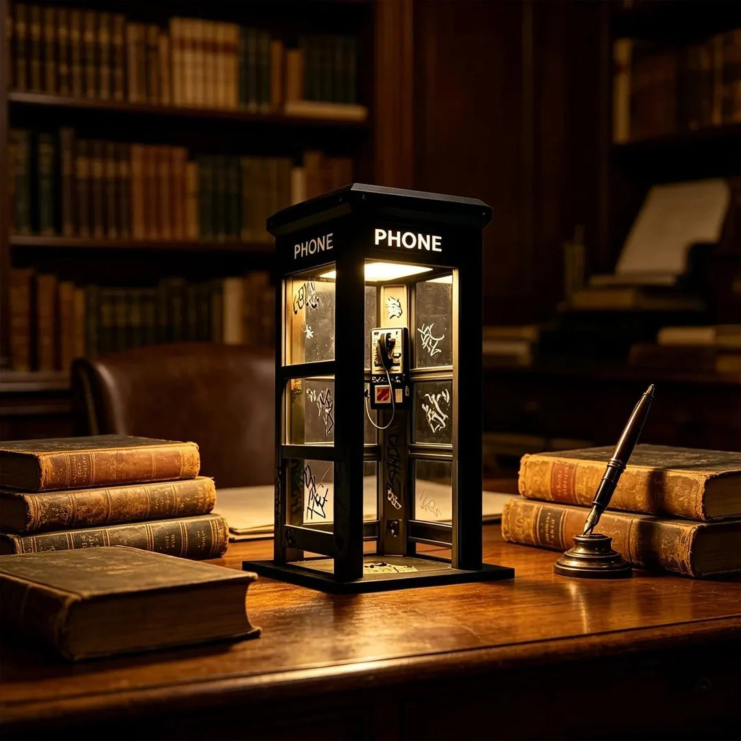 ✨Urban Noir Telephone Booth Lamp – Vintage Ambient Light for Desks & Shelves
