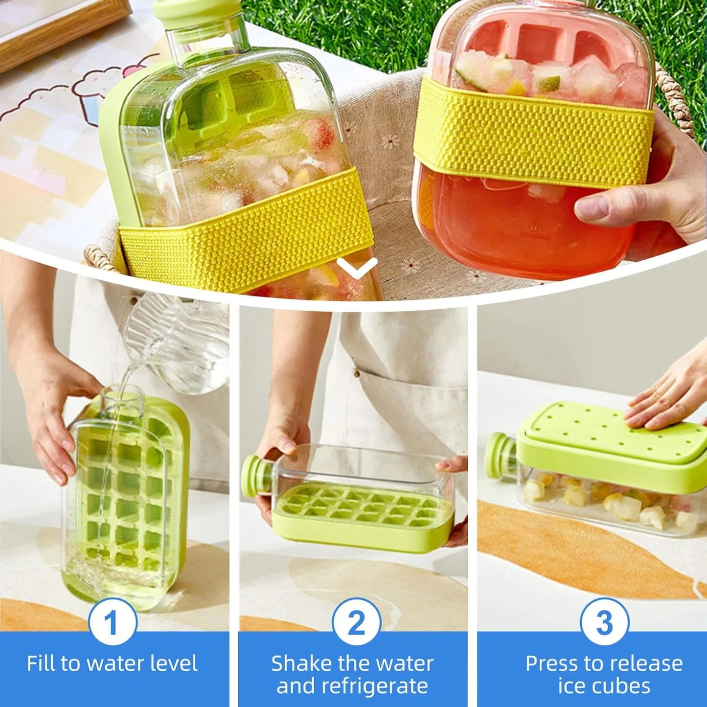 🆙2-IN-1 ICE BOTTLE — MAKE ICE, PRESS & DRINK