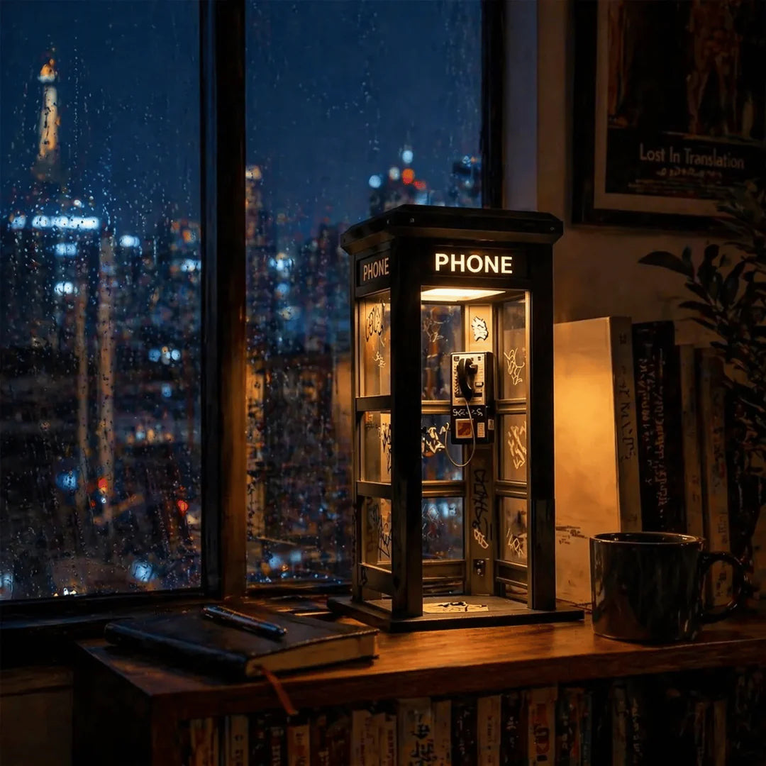 ✨Urban Noir Telephone Booth Lamp – Vintage Ambient Light for Desks & Shelves