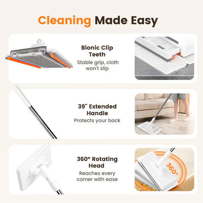 🆙✨ 360° Rotatable Microfibre Mop – The "Use-Any-Cloth" Floor Cleaner (No Washing Needed)