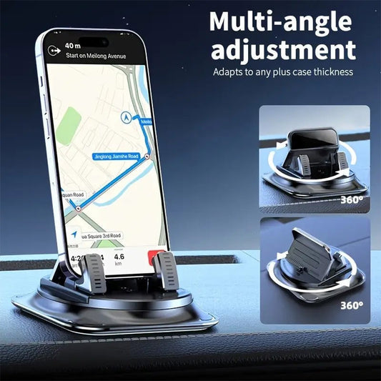 360° Rotating Car Phone Holder — Secure Hands-Free Mount For Safer Driving, GPS Navigation & Easy One-Hand Use
