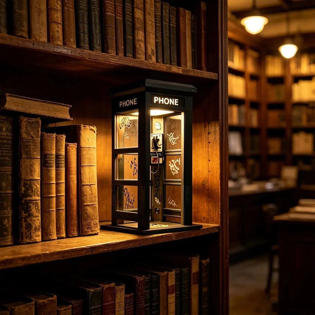 ✨Urban Noir Telephone Booth Lamp – Vintage Ambient Light for Desks & Shelves
