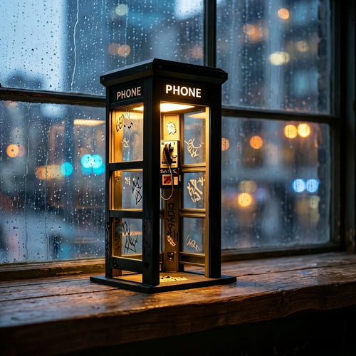 ✨Urban Noir Telephone Booth Lamp – Vintage Ambient Light for Desks & Shelves