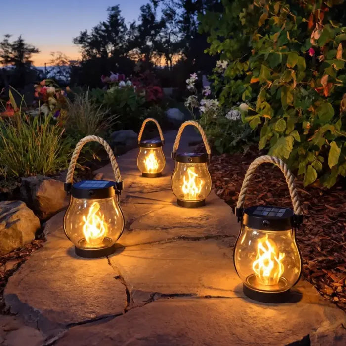 🔥Solar Flame Lantern – Realistic Flick🔥ering Fire Glow for Camping Patio Garden & Outdoor Nights