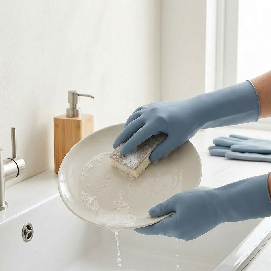 Dulorentacosh 4-Pack Premium Velvet-Lined Household Gloves with Superior Embossed Grip & Comfort