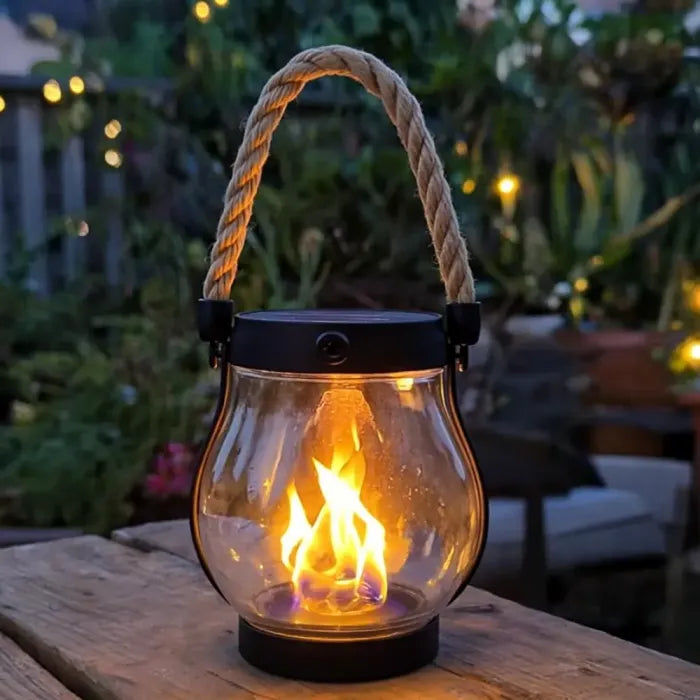 🔥Solar Flame Lantern – Realistic Flick🔥ering Fire Glow for Camping Patio Garden & Outdoor Nights