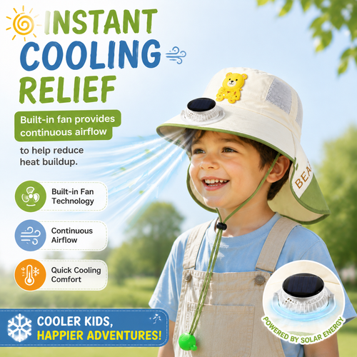 ☀️ SUMMER SALE 50% OFF 🔥 Kids Cooling Sun Protection Fan Hat - Beat Summer Heat & Protect Your Child Outdoors