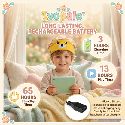 🎧ivopalo® Kids Wireless Sleep Headband Headphones – Soft Bluetooth Animal Headphones for Travel Sleep & School