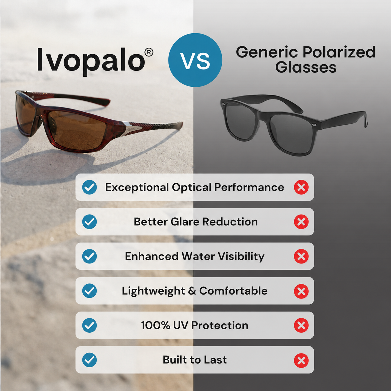 🎣 ivopalo® Polarized Fishing Glasses  Cut Water Glare • See Beneath The Surface • Spot Fish Faster