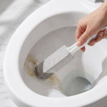 Dulorentacosh 2-Pack Pumice Stone Toilet Bowl Cleaner with Handle - Professional Hard Water Ring Remover & Limescale Eraser - Eco-Friendly Scrubbing Wand for Bathroom, Grills & Tiles