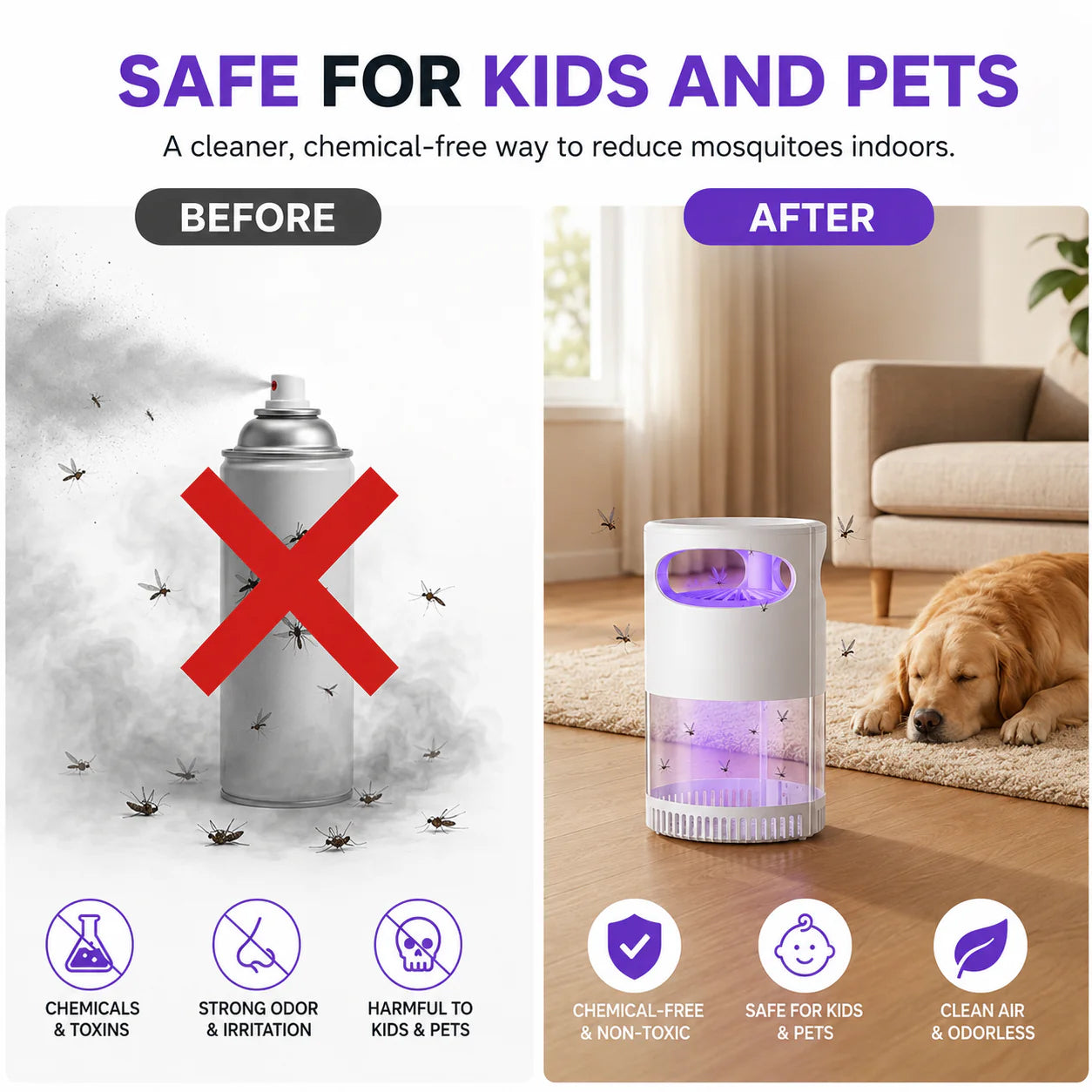 🦟 50% OFF! UV Mosquito Killer Lamp – quiet, USB, chemical🔇🌙
