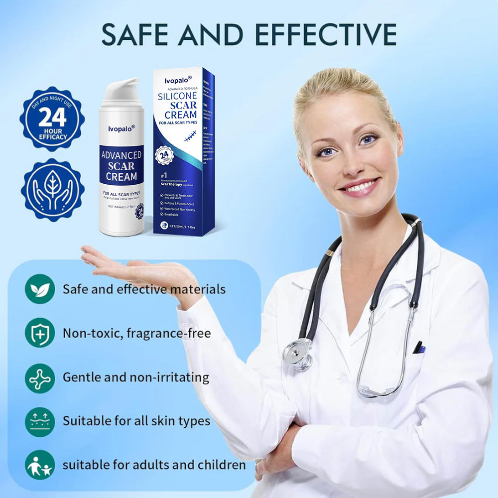 🆙Ivopalo® Advanced Silicone Scar Gel – Professional Scar Removal Cream for Surgical Scars, Keloids, Stretch Marks, C-Section & Old or New Scars Repair Treatment