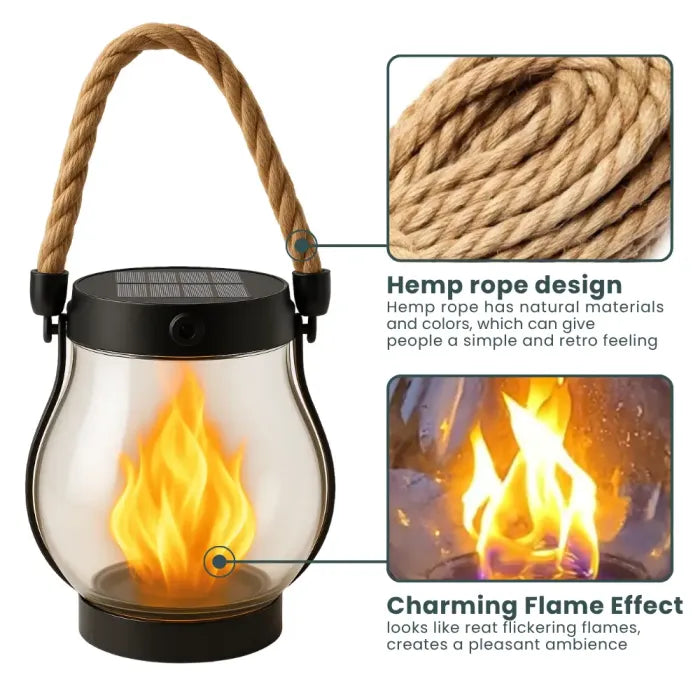 🔥Solar Flame Lantern – Realistic Flick🔥ering Fire Glow for Camping Patio Garden & Outdoor Nights