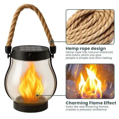 🔥Solar Flame Lantern – Realistic Flick🔥ering Fire Glow for Camping Patio Garden & Outdoor Nights