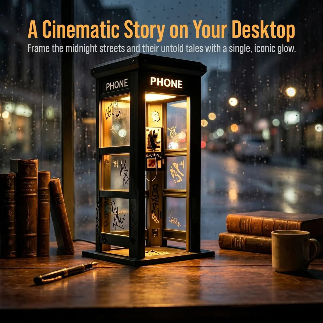 ✨Urban Noir Telephone Booth Lamp – Vintage Ambient Light for Desks & Shelves