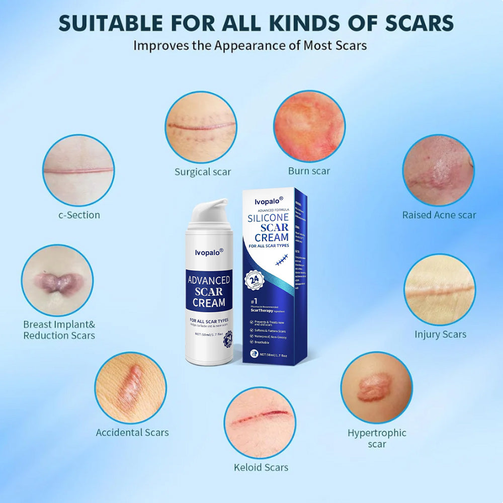 🆙Ivopalo® Advanced Silicone Scar Gel – Professional Scar Removal Cream for Surgical Scars, Keloids, Stretch Marks, C-Section & Old or New Scars Repair Treatment