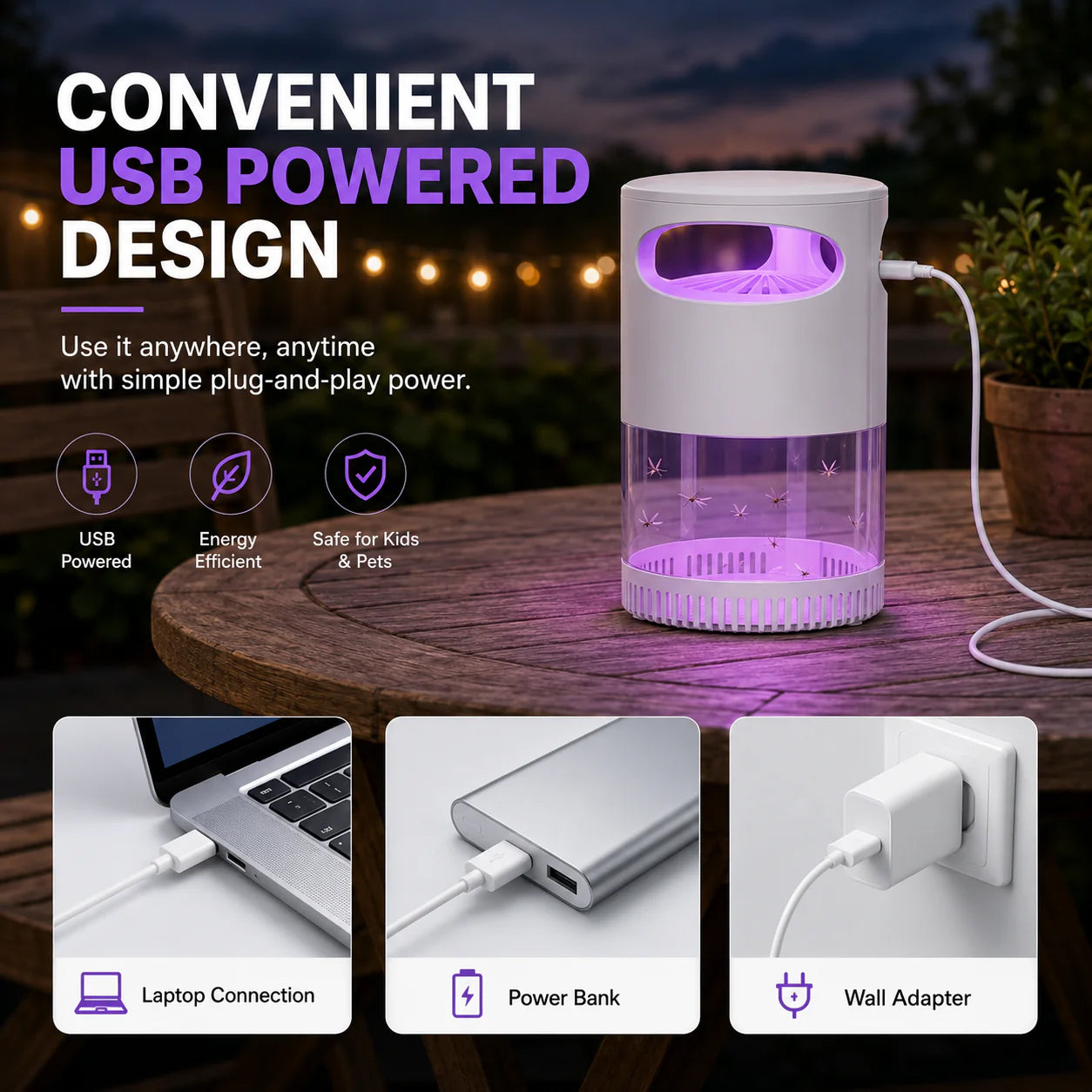 🦟 50% OFF! UV Mosquito Killer Lamp – quiet, USB, chemical🔇🌙