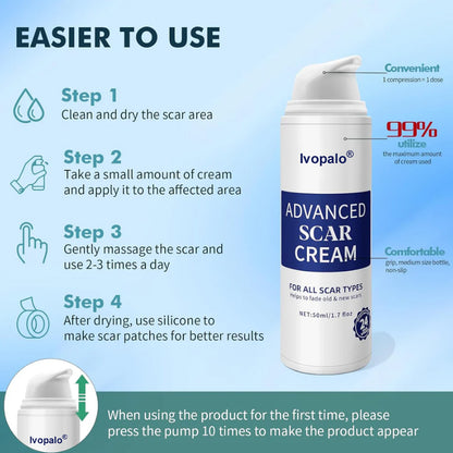 🆙Ivopalo® Advanced Silicone Scar Gel – Professional Scar Removal Cream for Surgical Scars, Keloids, Stretch Marks, C-Section & Old or New Scars Repair Treatment