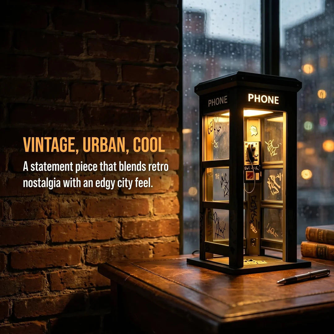 ✨Urban Noir Telephone Booth Lamp – Vintage Ambient Light for Desks & Shelves