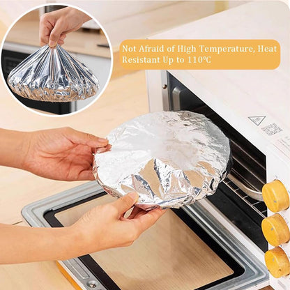Reusable Aluminum Foil Food Covers – Stretchable Heat-Retaining Bowl & Plate Covers