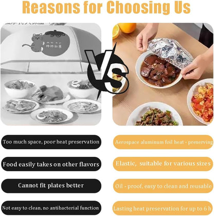 Reusable Aluminum Foil Food Covers – Stretchable Heat-Retaining Bowl & Plate Covers