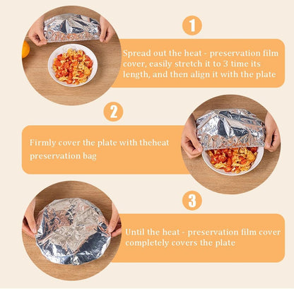 Reusable Aluminum Foil Food Covers – Stretchable Heat-Retaining Bowl & Plate Covers