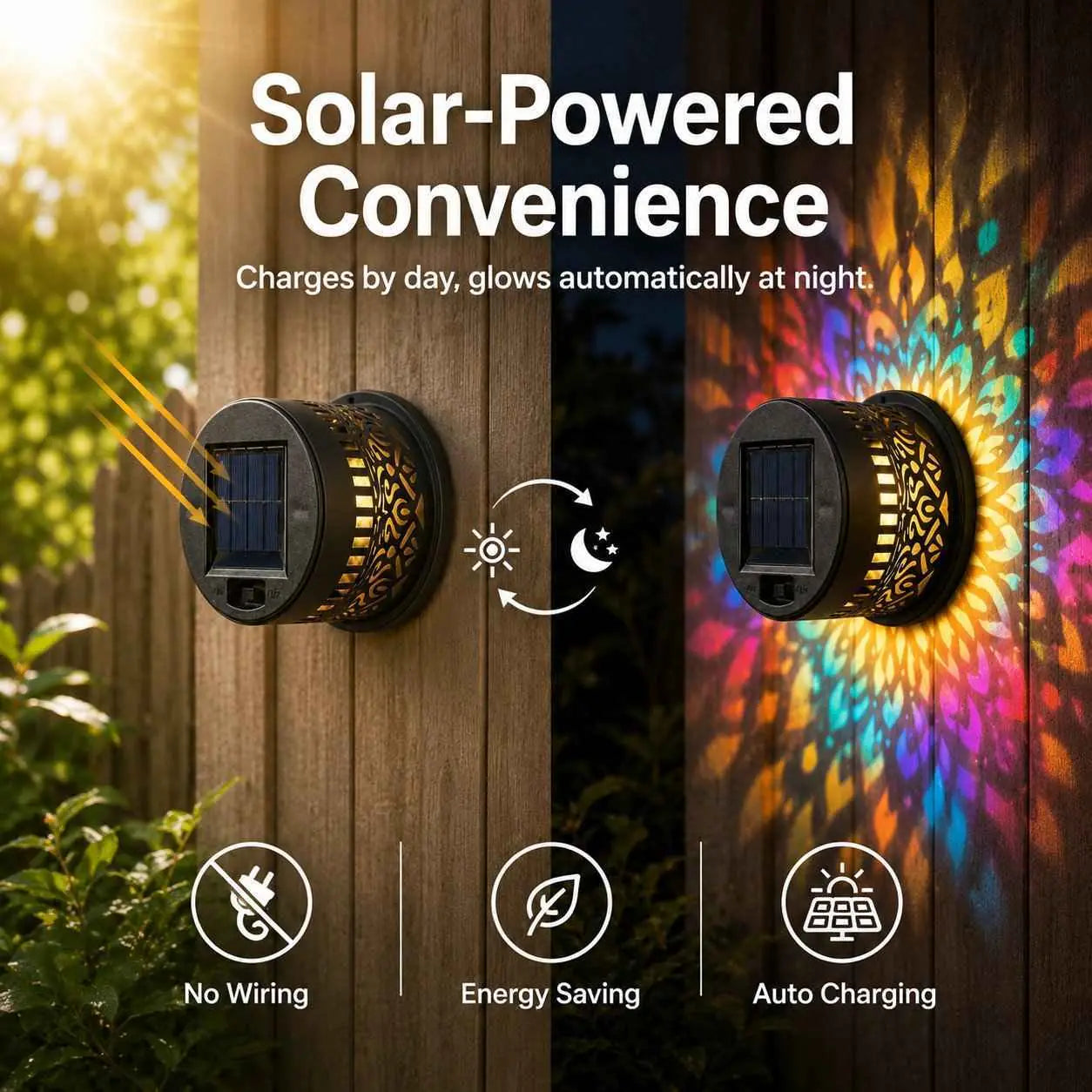 ✨Solar-Powered Waterproof Mandala Wall Light – Auto Glow Outdoor Decor for Garden Fence Patio & Backyard