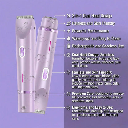 🆙✨2-in-1 Painless Bikini Hair Trimmer for Face & Body