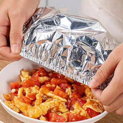 Reusable Aluminum Foil Food Covers – Stretchable Heat-Retaining Bowl & Plate Covers