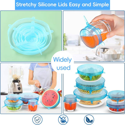 up Stop Wasting Plastic Wrap Every Day - Stretch, seal, and reuse. These silicone stretch lids help cover leftovers, half-cut fruit, bowls, cups, and jars in seconds — without fighting with messy disposable wrap.