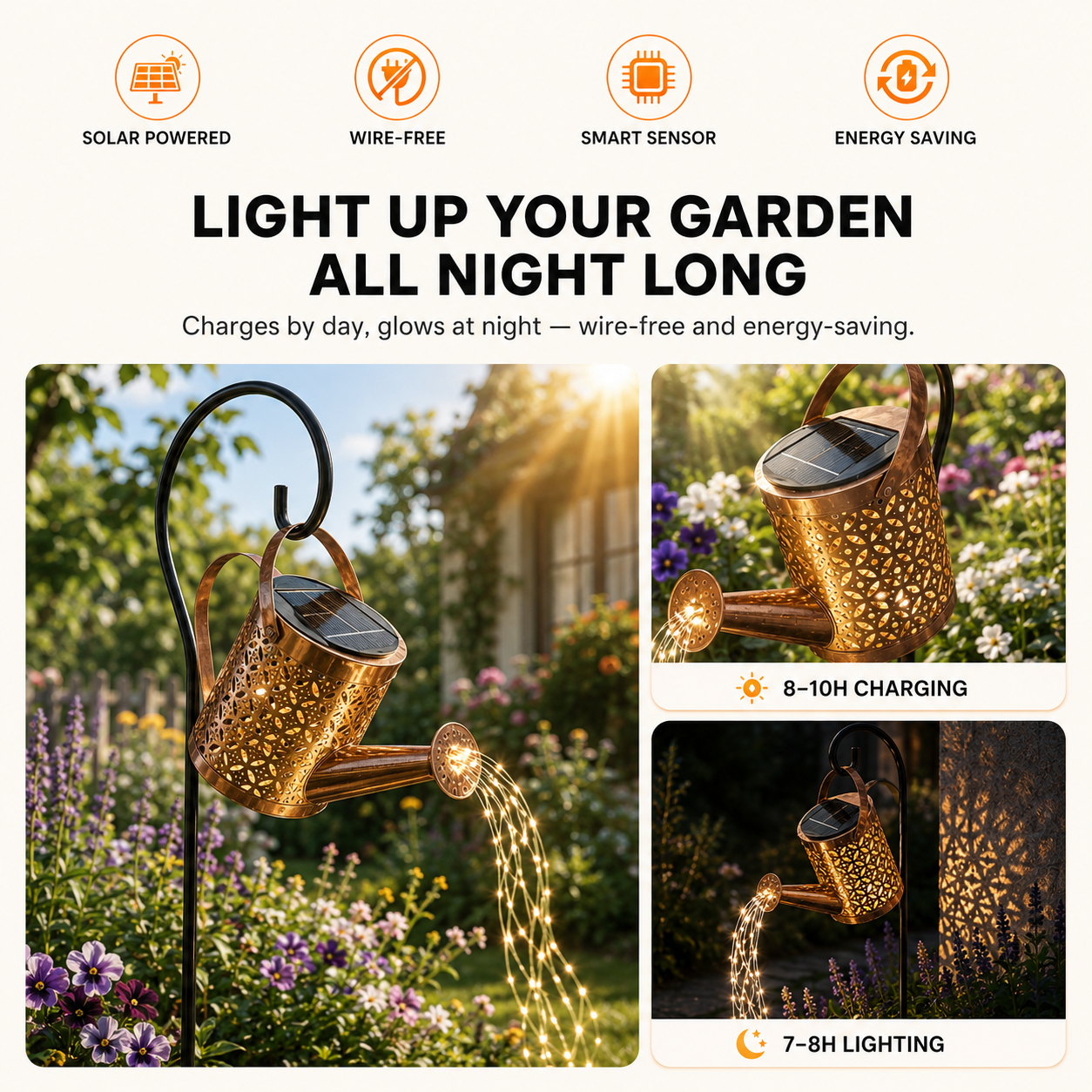 🆙Ivopalo® Solar Watering Can Garden Light – Outdoor Solar Waterfall Lights for Yard, Patio & Garden Decor
