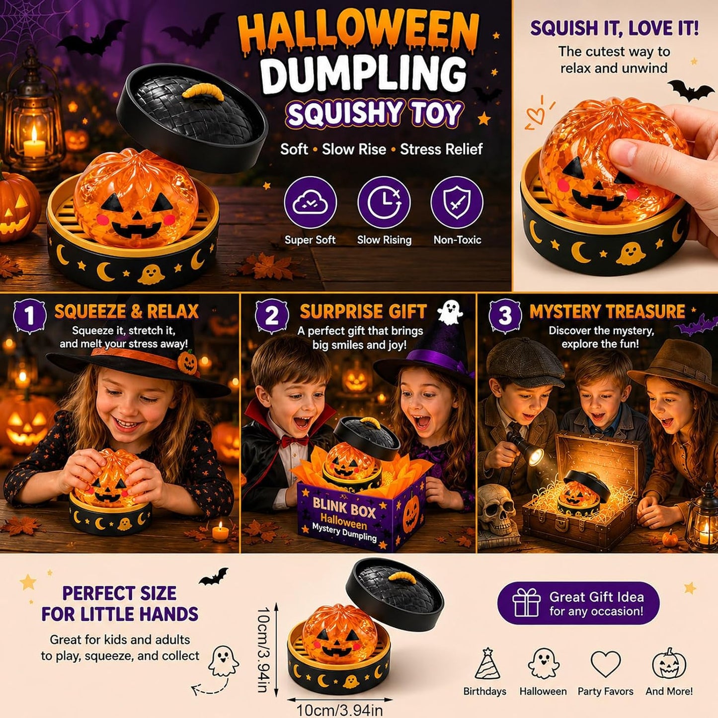 Halloween Bao Bun Squishy Blind Box – Cute Spooky Stress Relief Toy