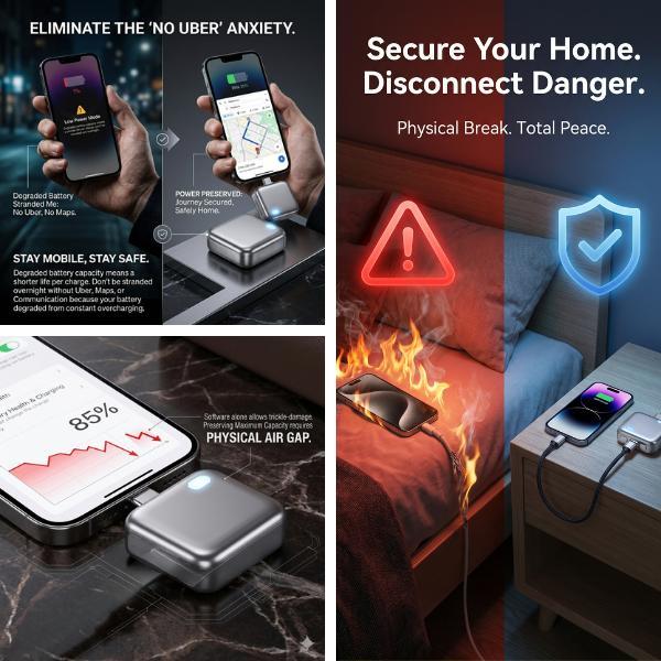 🔋ivopalo® Smart Auto-Disconnect Type-C Charging Guard – 140W Anti-Overcharge Adapter for Safe Overnight Charging