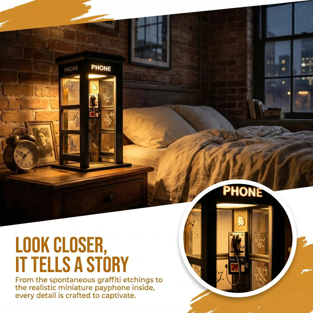 ✨Urban Noir Telephone Booth Lamp – Vintage Ambient Light for Desks & Shelves