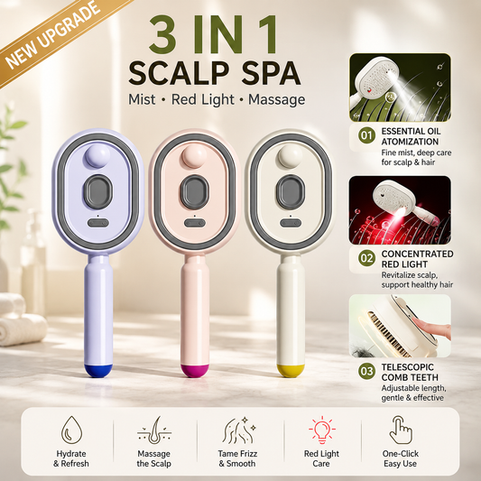 🆙 Electric Spray Scalp Massage Brush with Mist & Red Light