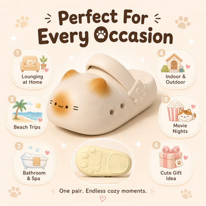 🐾Cat Paw Cloud Slippers – Cute Waterproof Non-Slip Slides for Cat Lovers