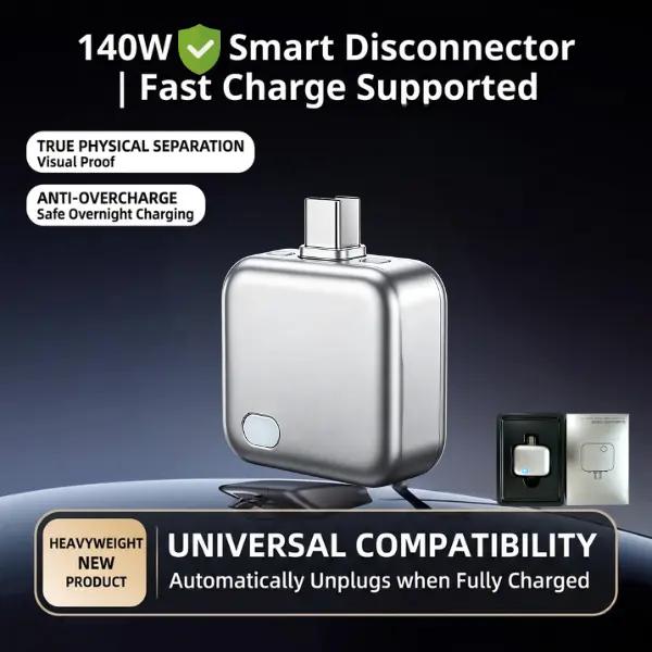 🔋ivopalo® Smart Auto-Disconnect Type-C Charging Guard – 140W Anti-Overcharge Adapter for Safe Overnight Charging