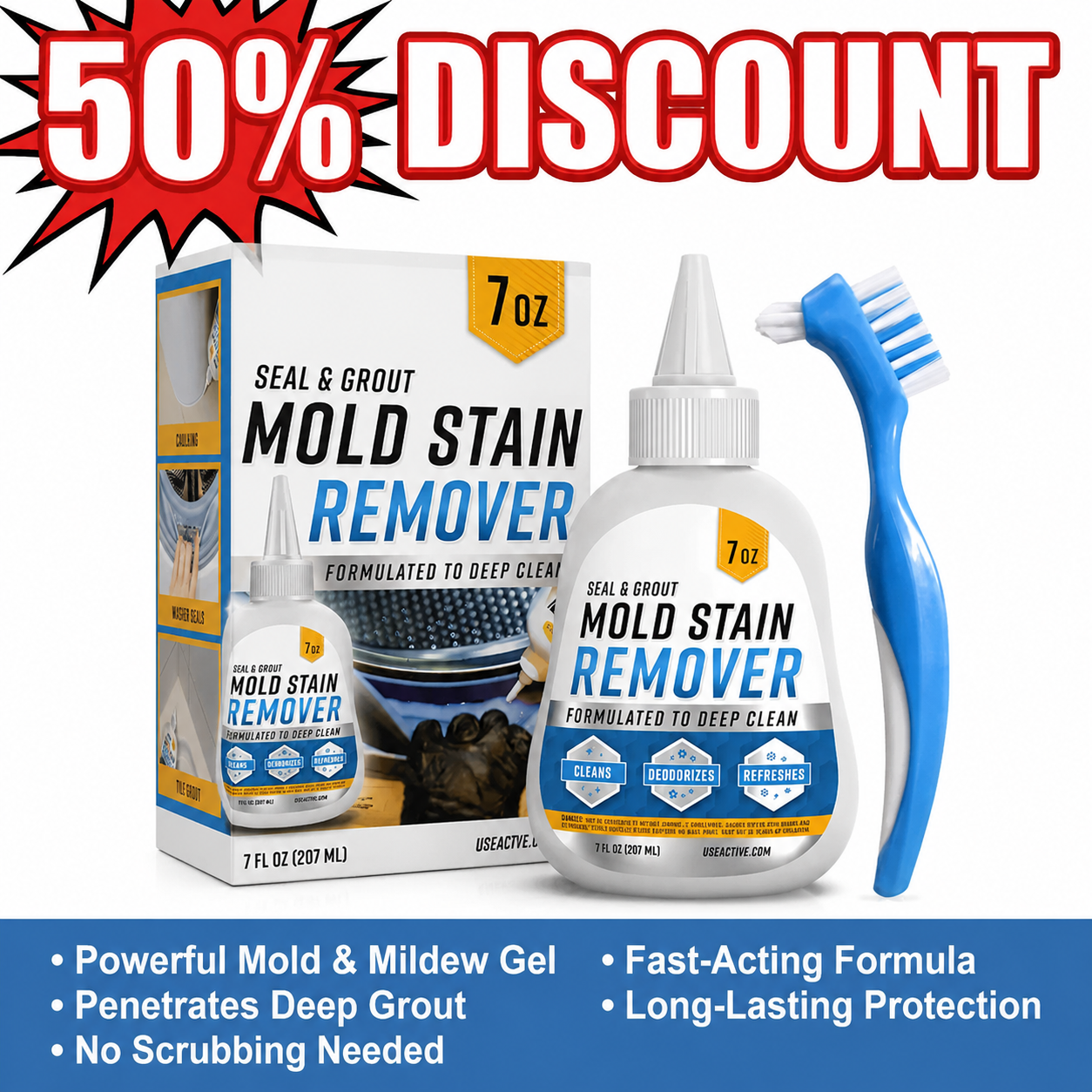 up🧽 Mold Stain Remover Gel | Heavy-Duty Cleaner for Washer Seal, Grout & Shower