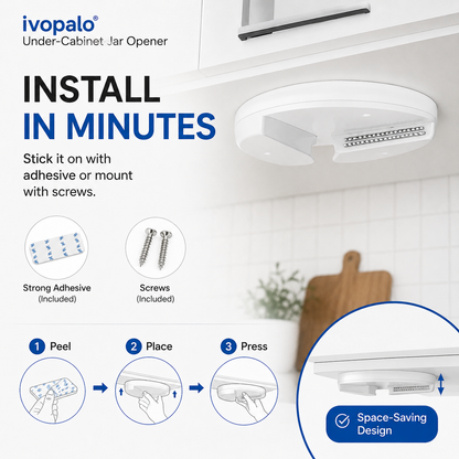 🫙ivopalo® Under-Cabinet Jar Opener – Easy One-Handed Lid Opener for Stubborn Jars