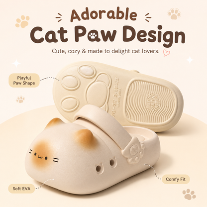 🐾Cat Paw Cloud Slippers – Cute Waterproof Non-Slip Slides for Cat Lovers