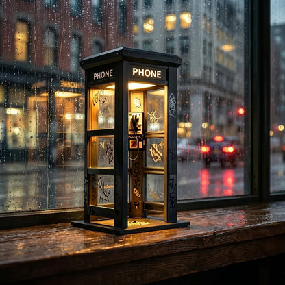 ✨Urban Noir Telephone Booth Lamp – Vintage Ambient Light for Desks & Shelves